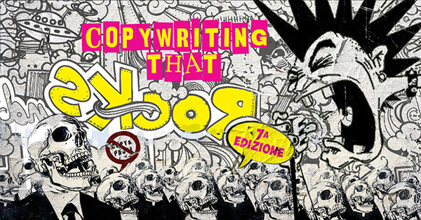 Banner promozionale del corso Copywriting that rocks a Roma, firmato LABFORWEB